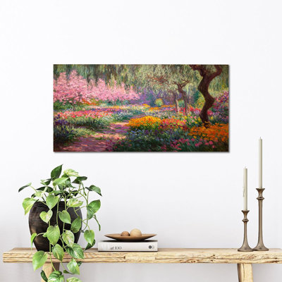 Monet Wall Art, Claude Monet Canvas Wall Art Floral Nature Landscape Painting, Spring Pictures Wall Decor Prints, Impressionist Flower Canvas Wall Art for Living Room Bedroom, Framed Ready to Hang 12" × 24"
