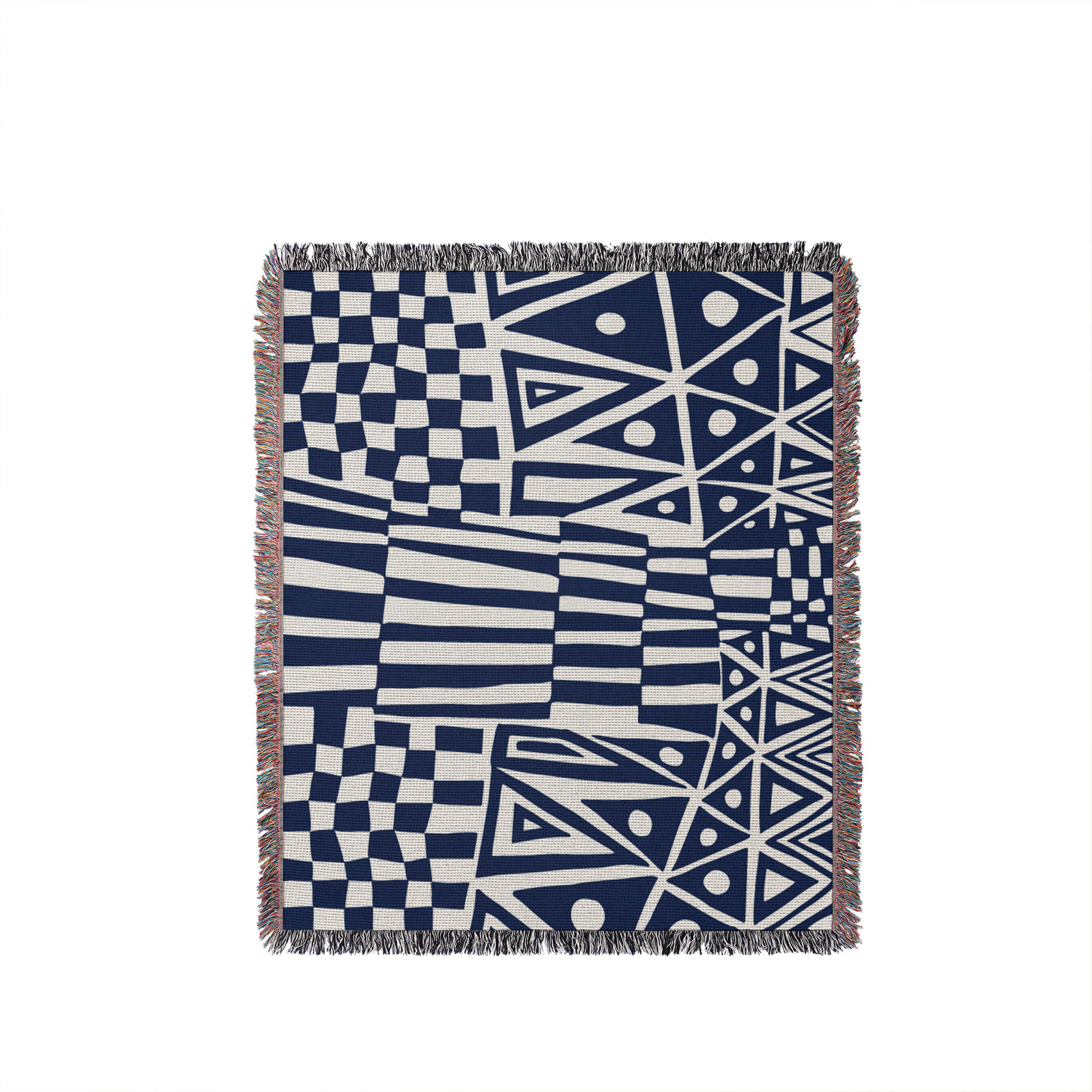 Cocodili Cotton Hand Woven Throw Blanket, 60" x 80" – Queen, Navy Blue