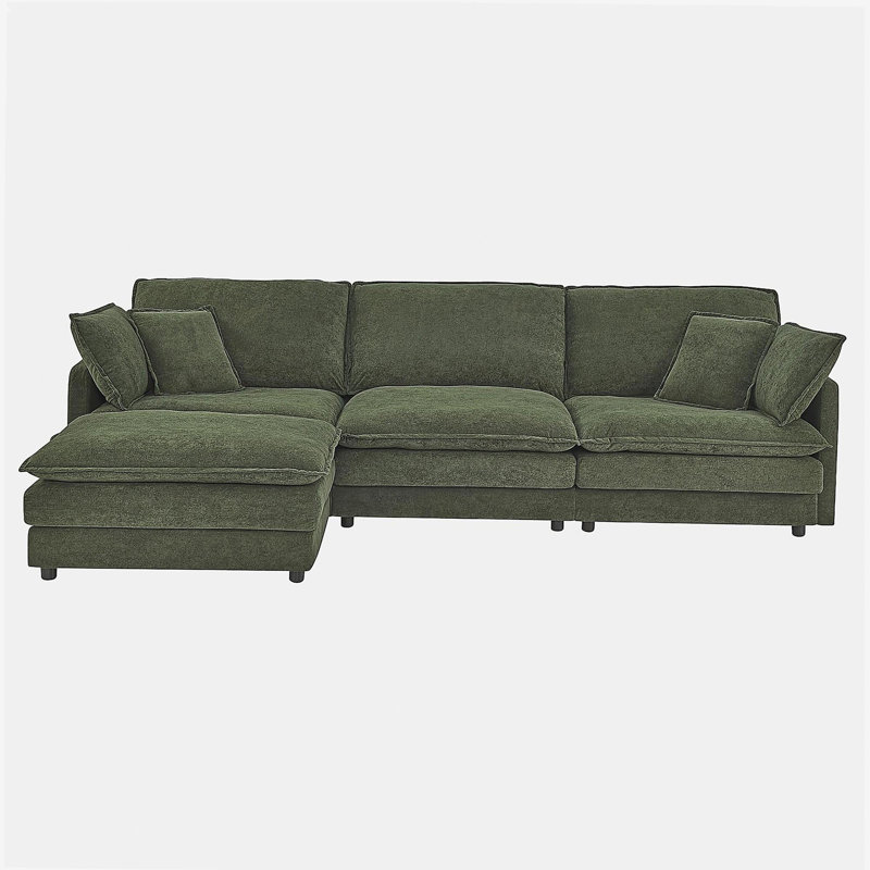 Ensemble de canapé en forme de L avec repose-pieds convertible Modern Large Modern, Vert