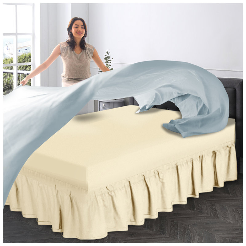 Premium Cotton Blend Plain Dyed Valance Sheet | Soft Durable and Breathable Luxury Bed Sheet for Ultimate Comfort, King (5')