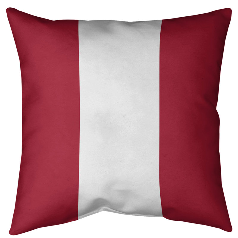 Housse de coussin, 18 po x 18 po, Rouge / Blanc, Polyester filé