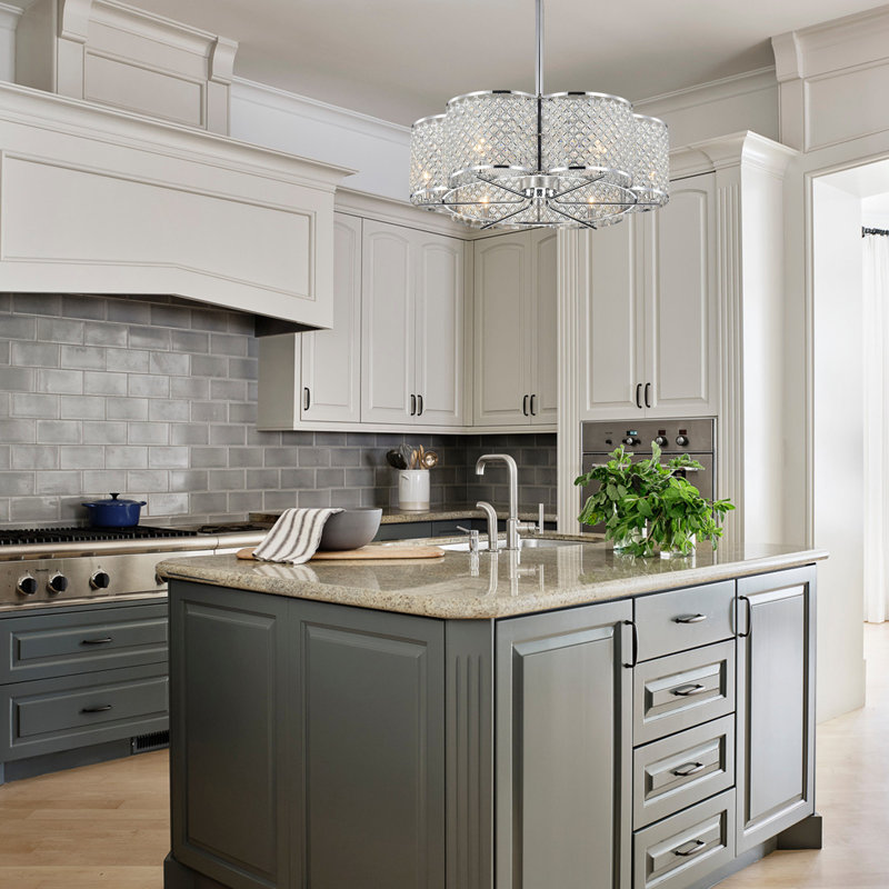 Lustre tambour 6 lumières avec détails en cristal Jarvell