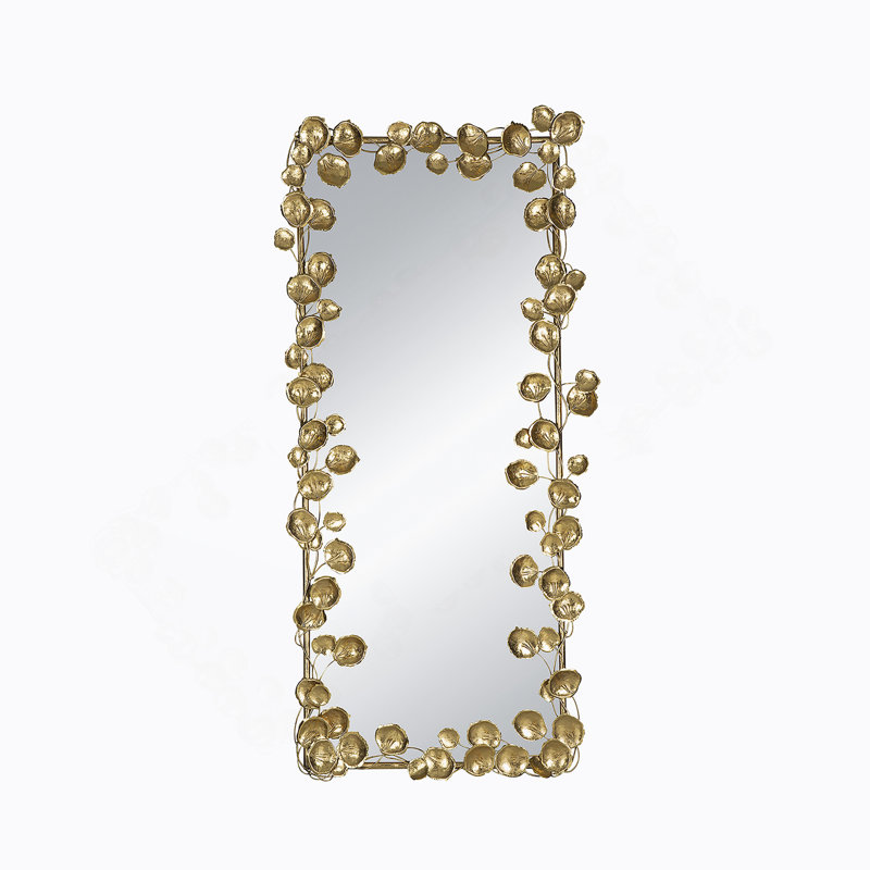 61" x 31" Full Length Mirror with Golden Leaf Accents, Floor Miiror for Living Room Bedroom