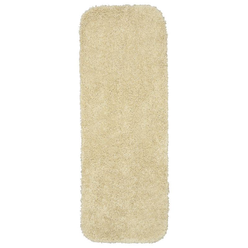 Treye Nylon Bath Rug with Non-Slip Backing, Runner 22" x 60", Linen