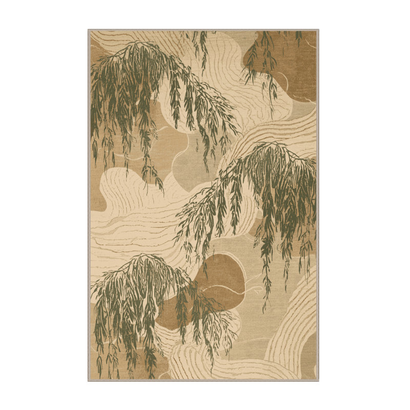 Tapis oriental moelleux moelleux de style oriental français en beige, 7 x 10
