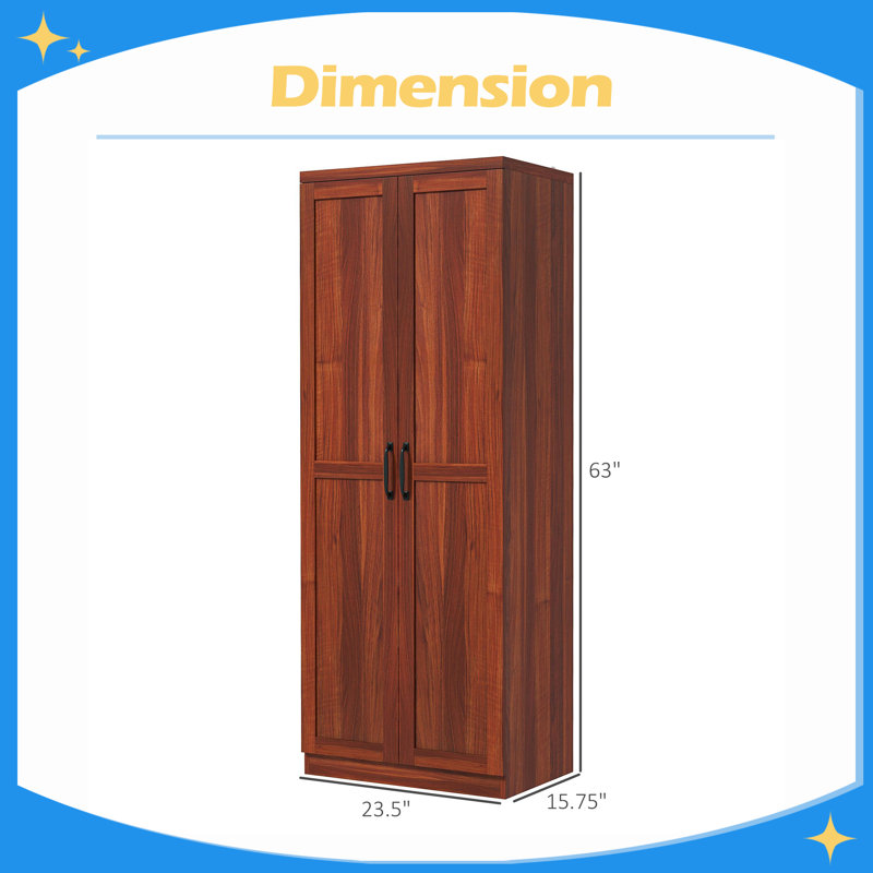 Armoire de rangement de 63 po avec portes et tablettes, armoire de cuisine haute avec 2 portes et 5 tablettes