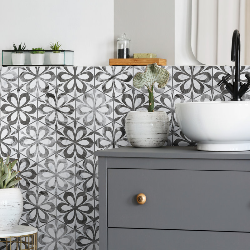 Classico Bardiglio Daisy 7" x 8" Porcelain Patterned Wall & Floor Tile