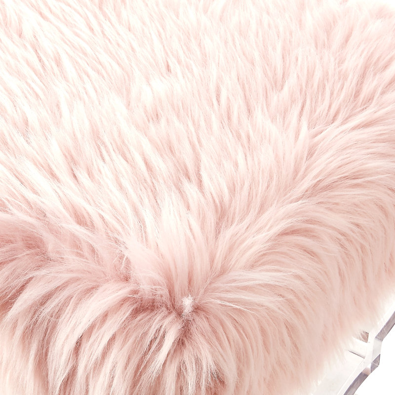 Giselle Faux Fur Acrylic X-Leg Bench, Rose