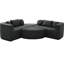 Canapé modulaire Boneless de 114,9 po avec des extrémités arrondies, un siège confortable de 24,4 po et un revêtement respirant Boucle pour le salon, 6 sièges, motif noir, profondeur d'assise, tissu doux-133451097-133451096
