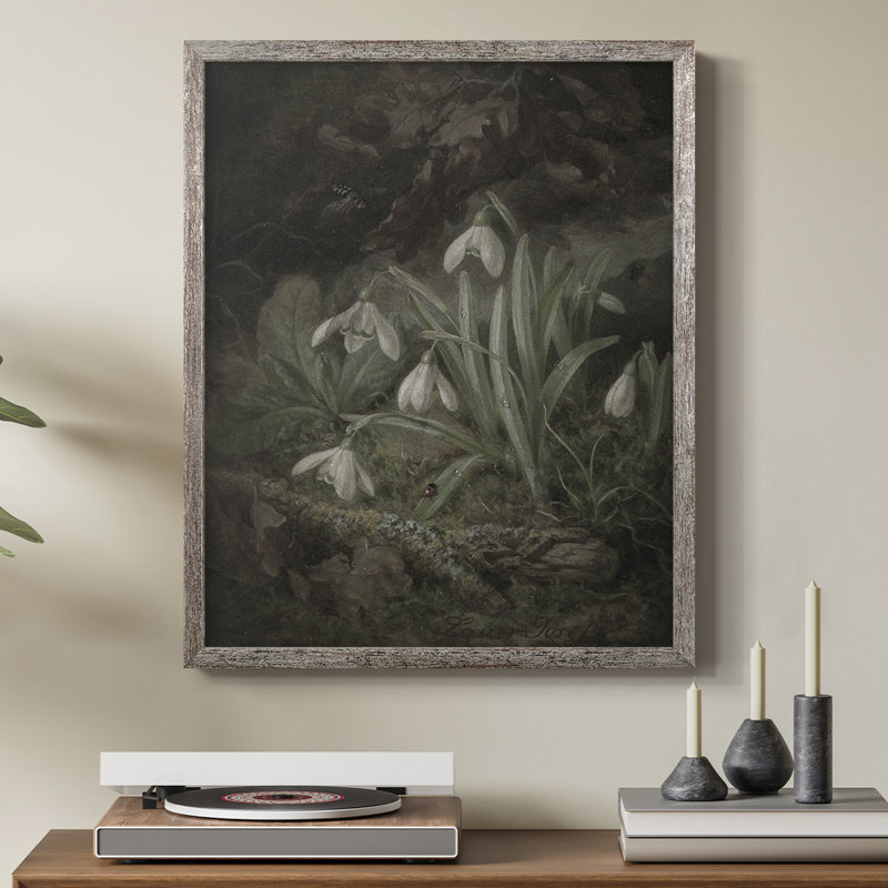Impression florale vintage encadrée CL III - bois massif, H 30 po x l 24 po