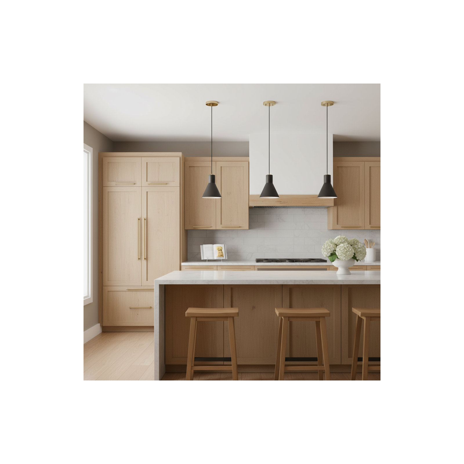 Byers 1 - Light Single Cone Pendant, Satin Brass, Yes