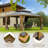 Hardtop Gazebo, Wooden Coated Aluminum Frame Canopy With Galvanized Steel Double Roof, Outdoor Permanent Metal Pavilion With Curtains And Netting For Patio, Deck And Lawn-117985226-117985223-117985219