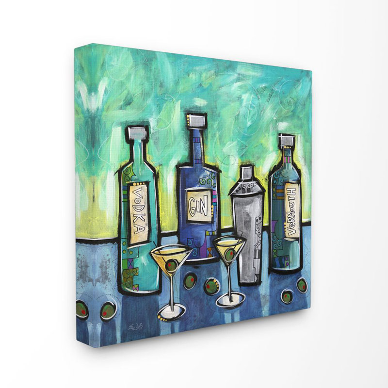 "Martini Mixings", art moderne sur toile, Toile tendue, H 17 po x l 17 po x P 1,5 po