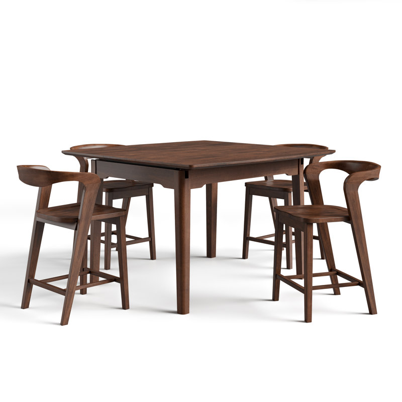 Rozella 5-Piece Solid Wood Counter Height Dining Table Set