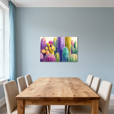 Plantes et fleurs, motif de cactus colorés