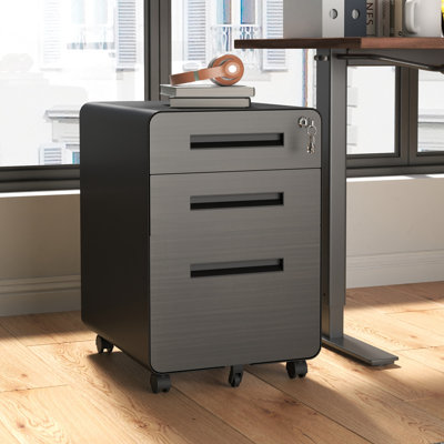 Fully Assembled 3-Drawer Mobile File Cabinet with Locking Drawers, Anti-Tip Design & Wheels for Home Office