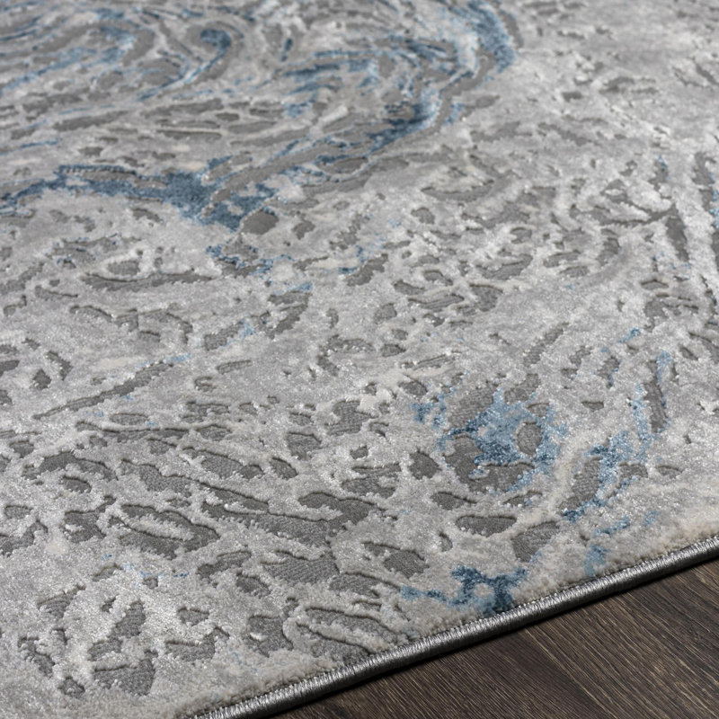 Markesan Abstract Blue/Gray/Cream Area Rug, Rectangle 7'10" x 10'2"
