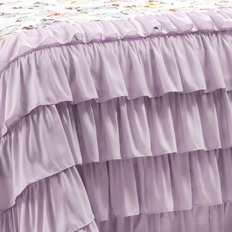 Ensemble de courtepointe en microfibre lilas 2 pièces, Courtepointe pour grand lit + 2 taies décoratives