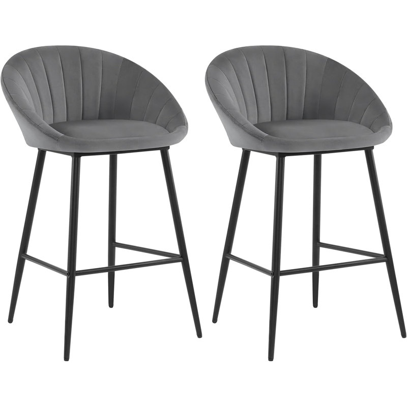 Sydnie Upholstered Counter Stool, Grey/Brown/Blue