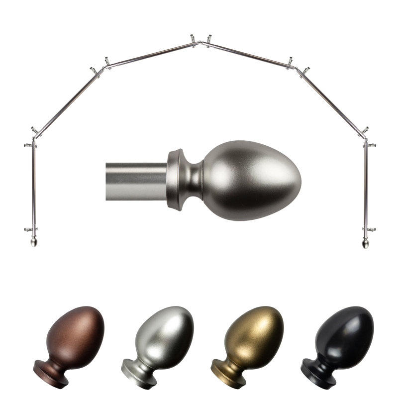 Tringle à rideaux 6 côtés Emeka, Argent argent, 28 po à 48 po (chaque côté)