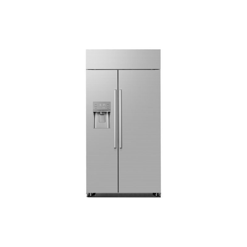 42" Side-By-Side Built-In Refrigerator With Dispenser, Silver