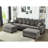 5 Seater Oversized Modular In Grey Corduroy, Convertible L & U Shaped With Methodical High Foam Cushions Sectional Couch Magnetic