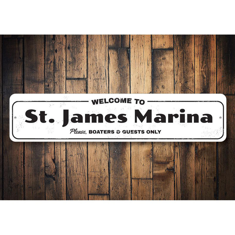 Plaque en aluminium Welcome Marina, H 4 po x l 18 po x P 0,04 po