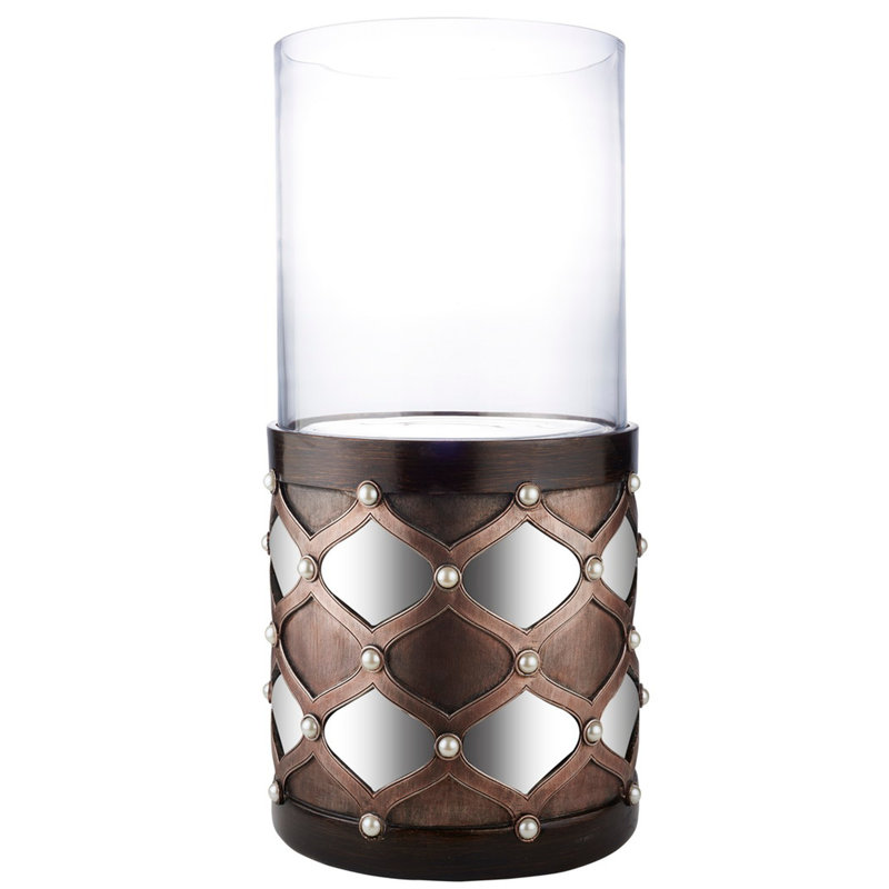 Grand chandelier 22 po avec verre ouragan, miroir Arabesque