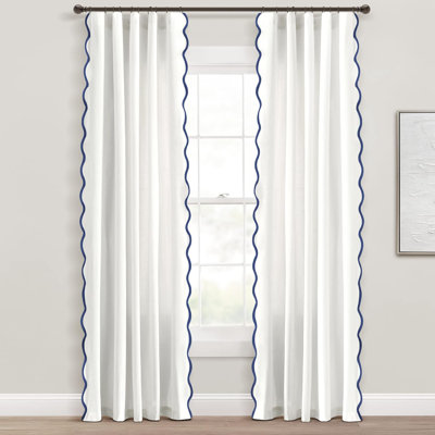 Coastal Chic Scallop Edge Window Curtain, Navy 52" W X 84" L