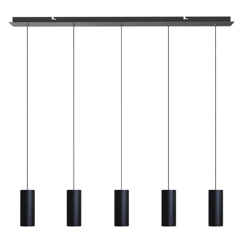 Luminaire suspendu linéaire à DEL 5 lumières pour îlot de cuisine Bludovice, Noir