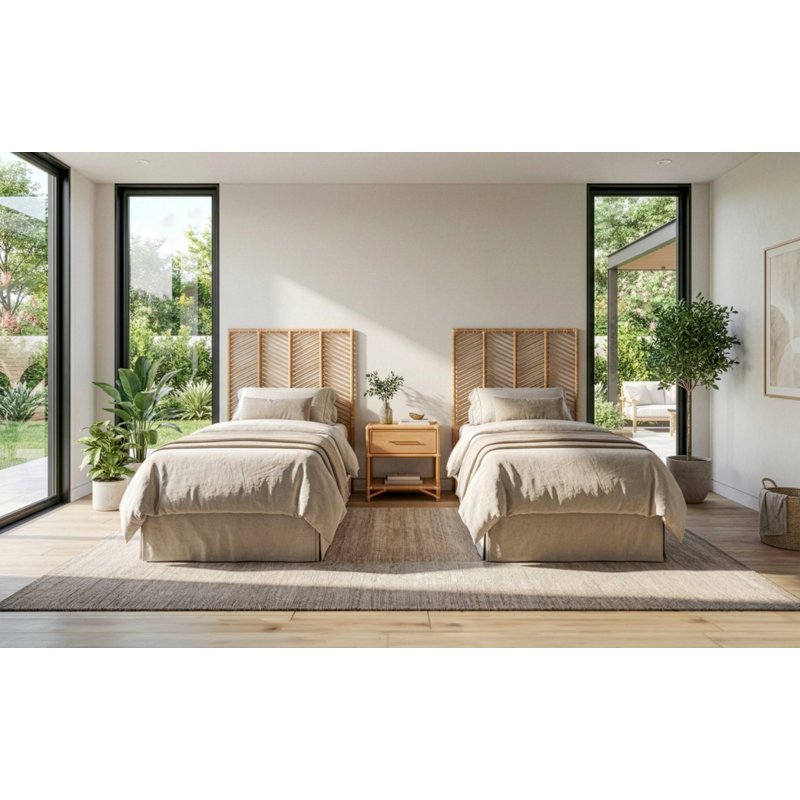 Natural, 3 Pcs: 2 Headboards, Nightstand, Twin