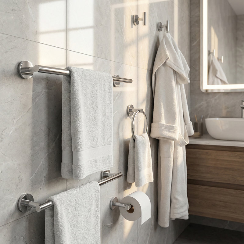 Ensemble de quincaillerie de salle de bain 6 pièces, Argent