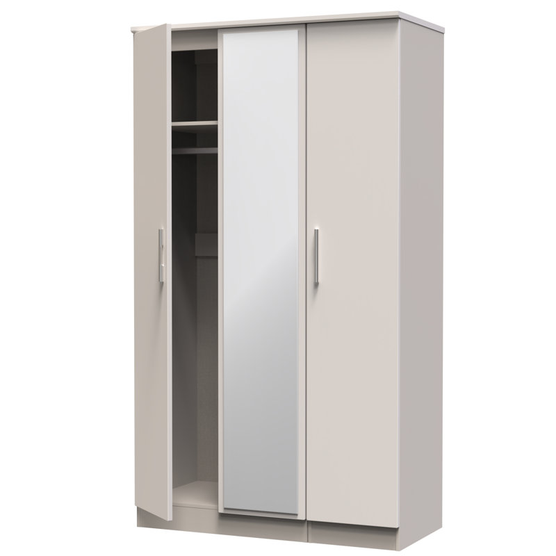 Borgeson Tall Triple Mirror Wardrobe, Gloss/Kashmir