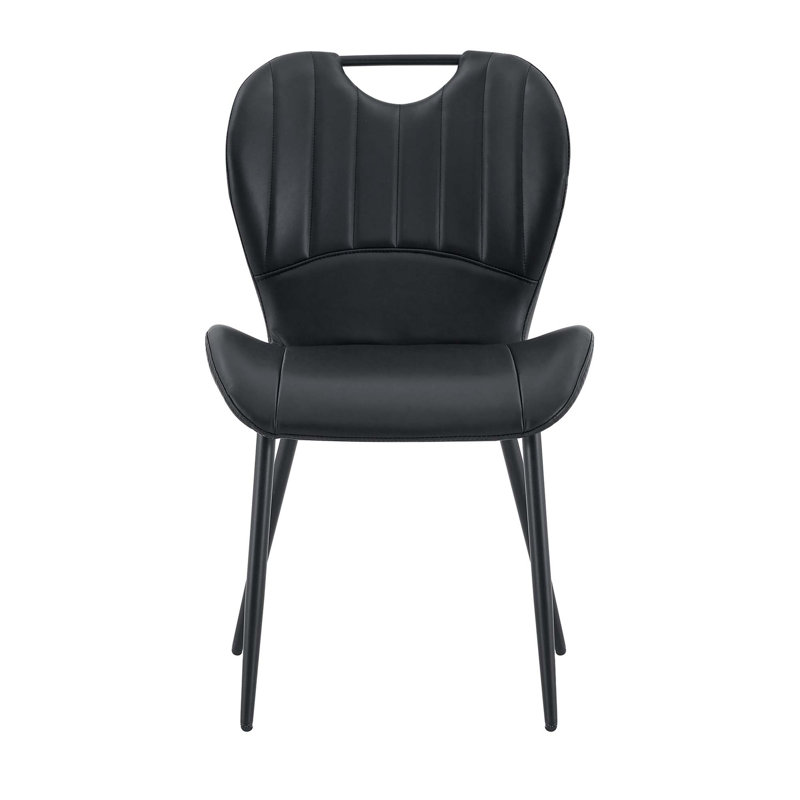 Ensemble de chaises de salle à manger en polyuréthane de qualité supérieure avec poignée intégrée et pieds réglables, Noir