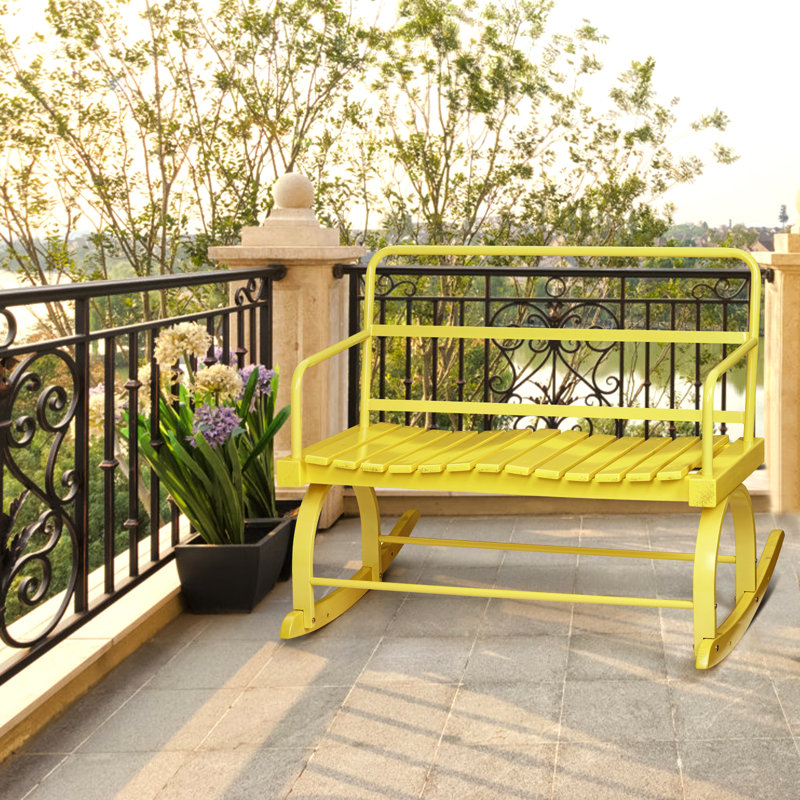 Chaise berçante d'extérieur en métal Ayled, Jaune citron