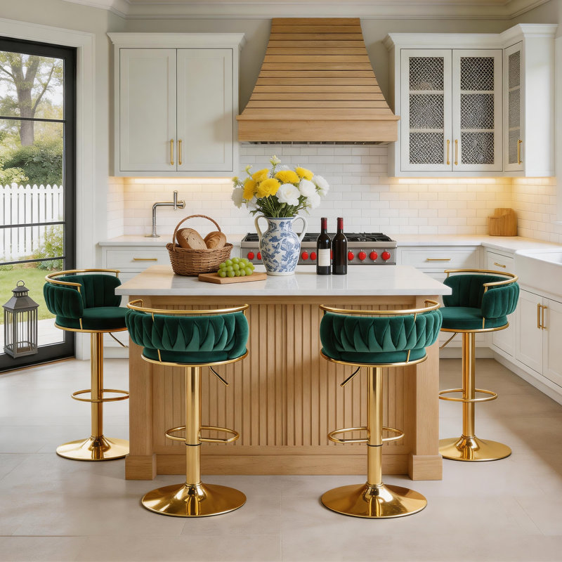 Tabouret de bar Christal, Or, Vert foncé