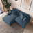 2 - Piece Upholstered Navy Corduroy Modular Sectional Sofa with Pillow Back and Solid Wood Legs-114543671
