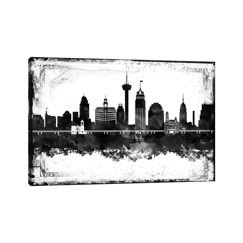 San Antonio Skylines - Wrapped Canvas Painting, 20.32 cm H x 30.48 cm W