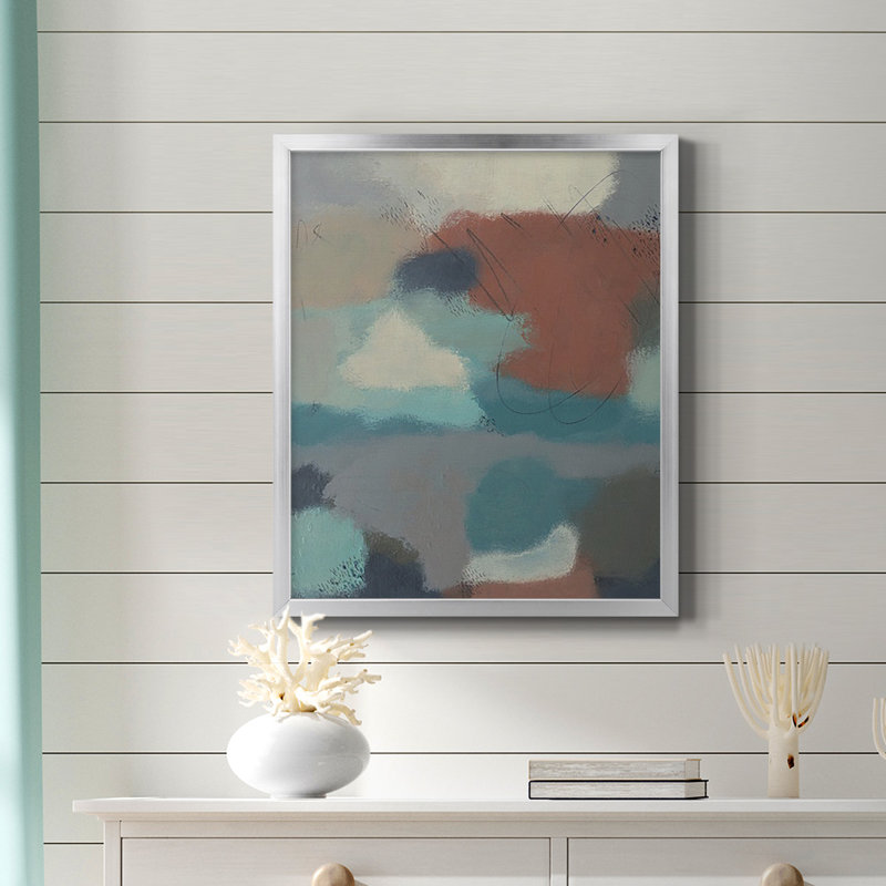 «Floating By I», toile encadrée de qualité supérieure - prête à être accrochée, Argent, H 24 po x l 20 po