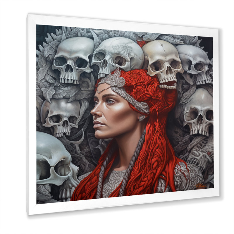 "Crâne, lignée, magie de l'ancienne sorcière rouge" sur toile, H 24 po x l 24 po x P 1 po, Cadre simple blanc