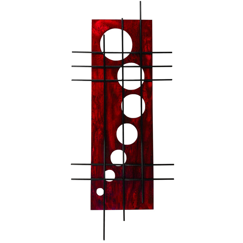 Meyerdirk Art Contemporary Steel Grid Wall Art - Aged Red, Aged Red