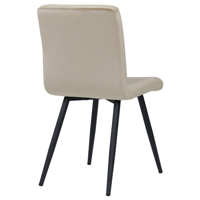 Furst 17.75'' H Tufted Velvet Upholstered Metal Side Chair, Khaki