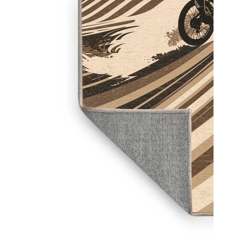 Tapis rayé beige lavable à la machine Hubbard Mountain, 8 x 10