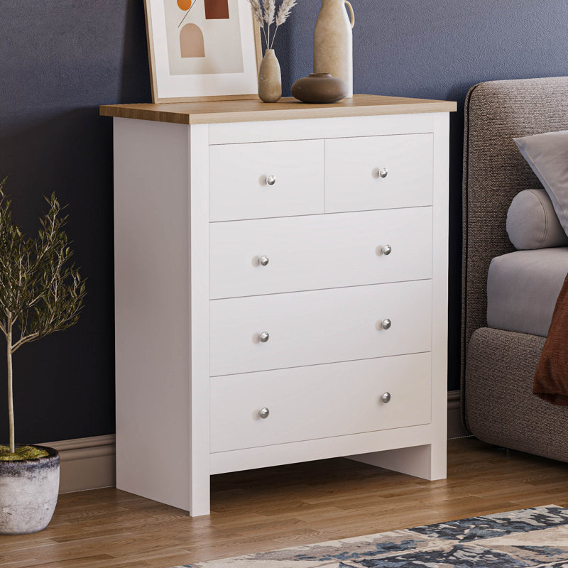 Morley 79cm W 5 - Drawer Chest of Drawers, White