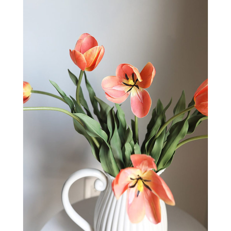Yellow Orange Tulip 22.5", White