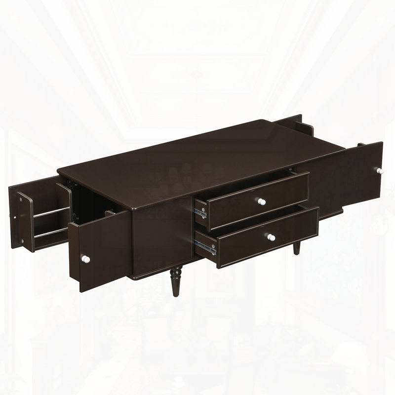Table basse rectangulaire avec tiroirs, Brun