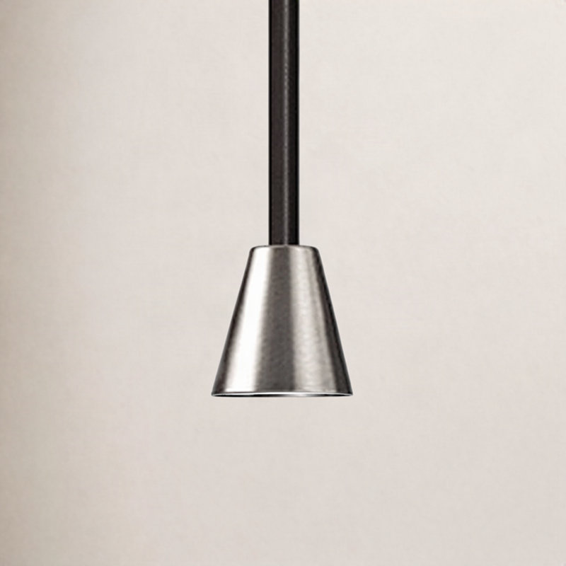 Logan 1 - Light Single Cone Pendant, Brushed Nickel, Cerise, 18" H x 8" W x 8" D