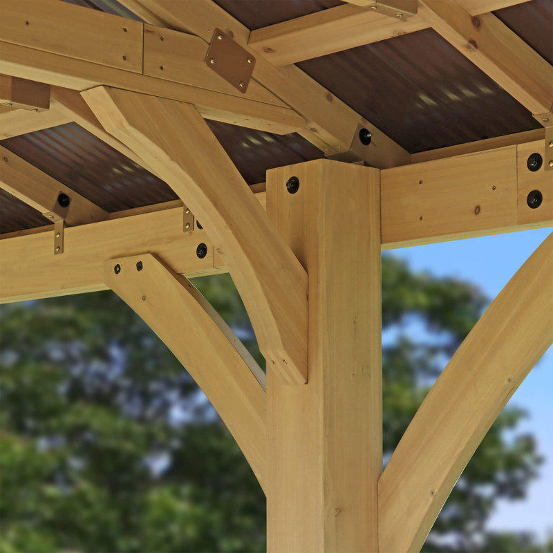 Meridian Series 3.7m x 6m Manufactured Wood Modern Gazebo, 318cm H x 365cm W x 730cm D
