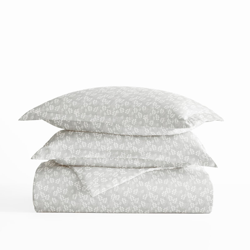 Becky Cameron Floral Duvet Cover, Gray,  Full/Queen Duvet Cover + 2 Standard Shams