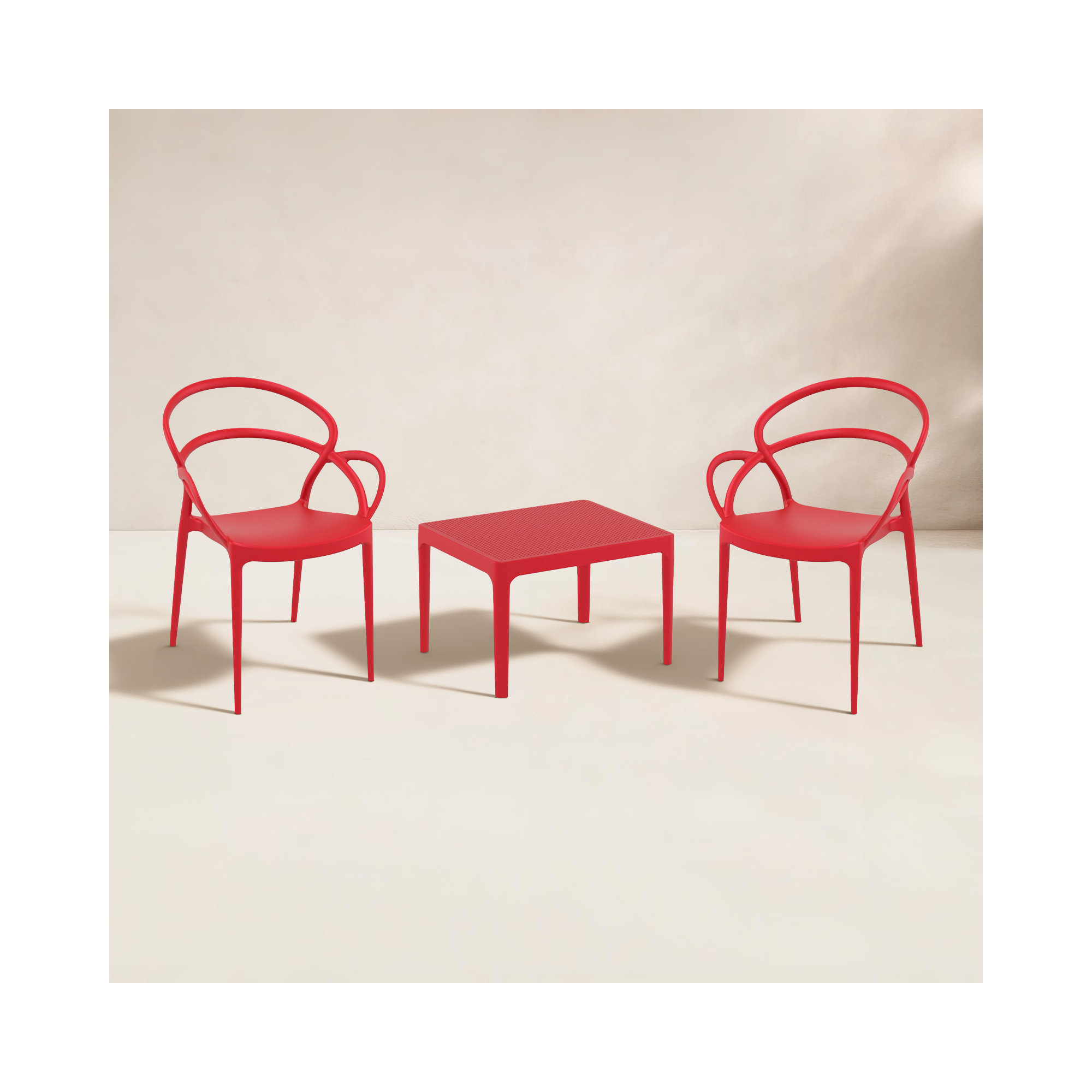 Farrah Mila Armchair 2 Person Seating Set, Red
